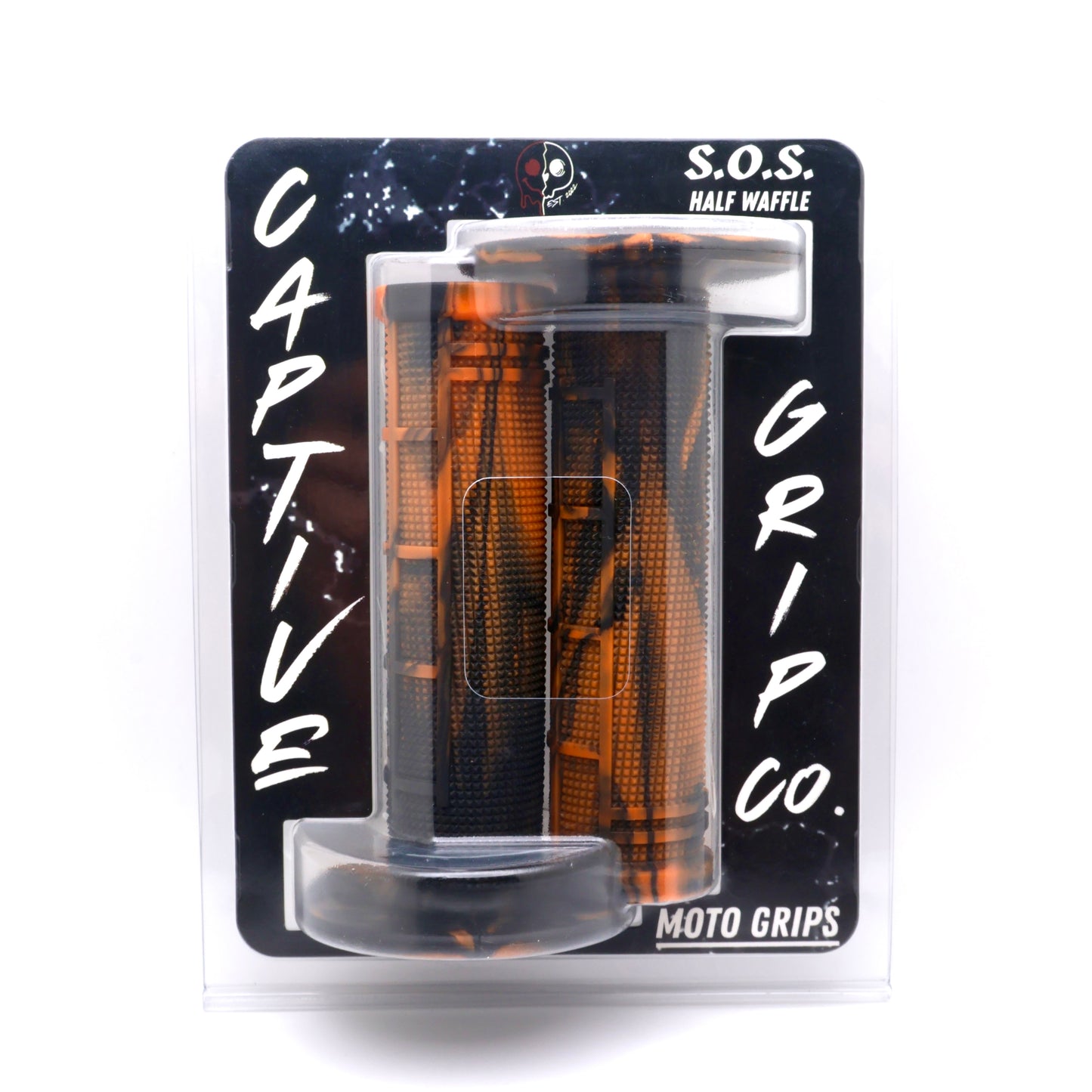 .ORANGE/BLACK Captive Half Waffle Grips