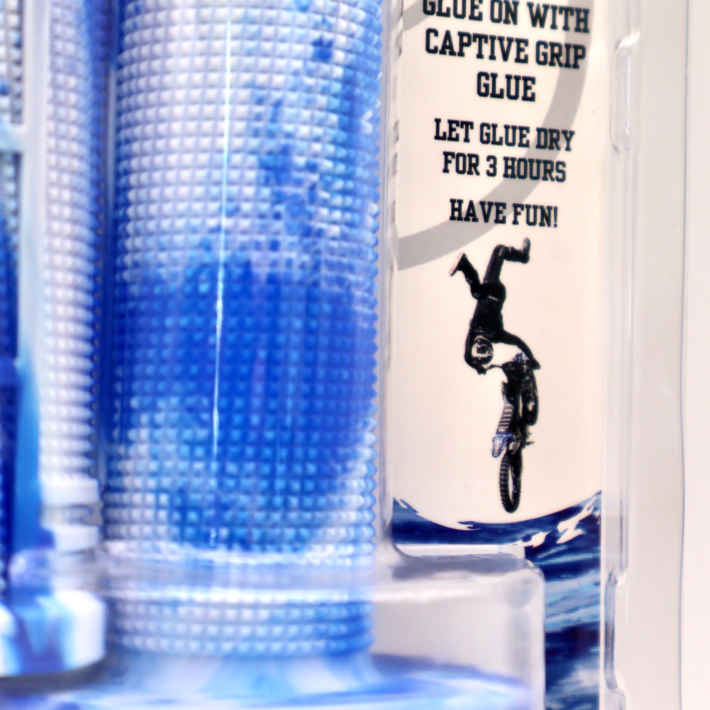 WHITE BLUE Captive Half Waffle Grips