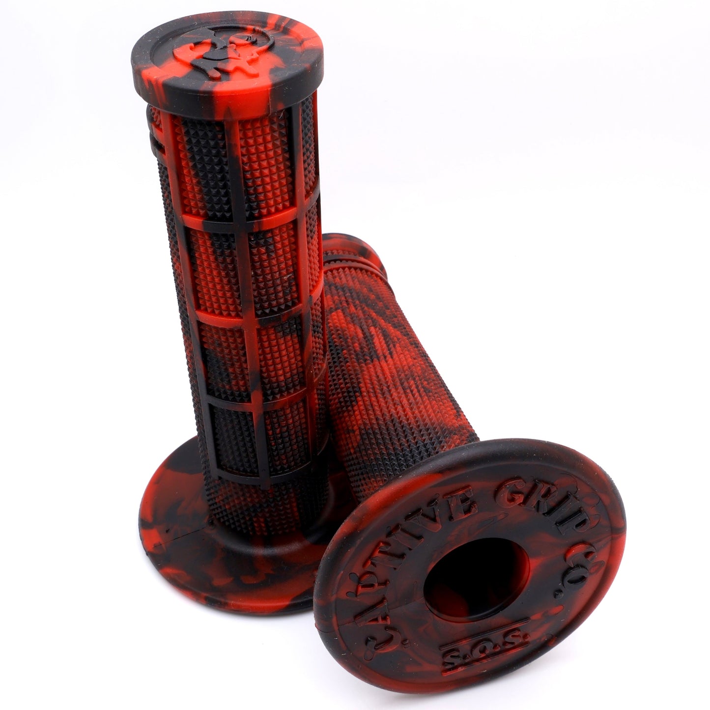 .RED/BLACK Captive Half Waffle Grips