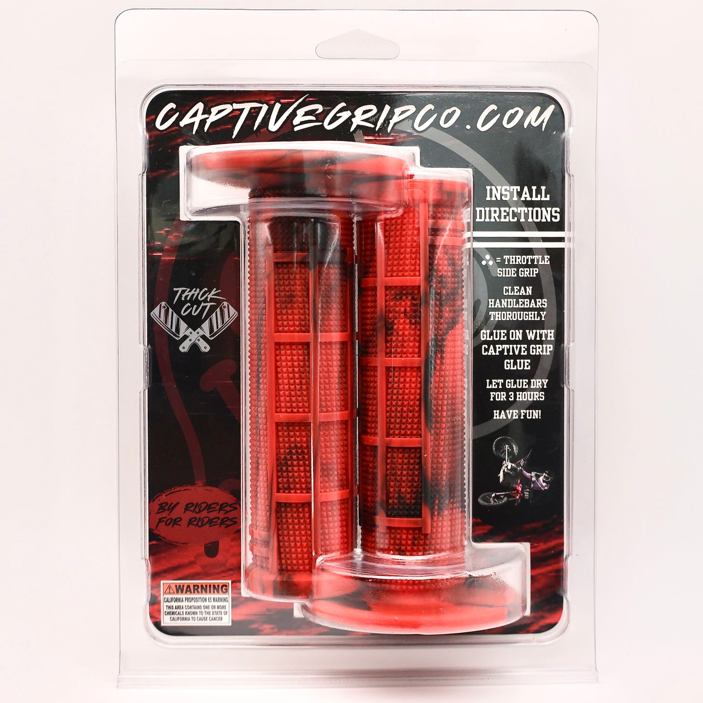 . NEW RED/BLACK Captive Half Waffle Grips