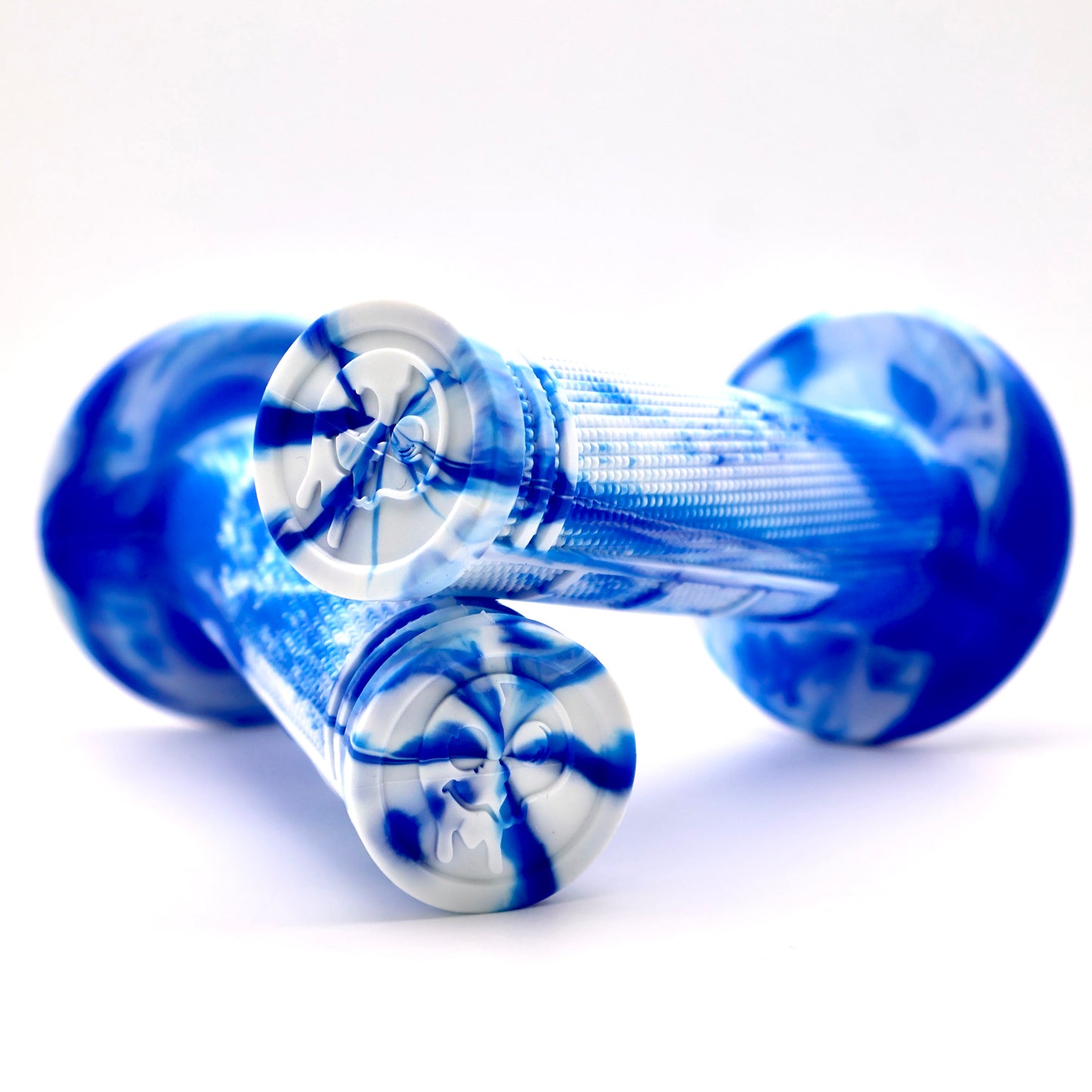 WHITE BLUE Captive Half Waffle Grips
