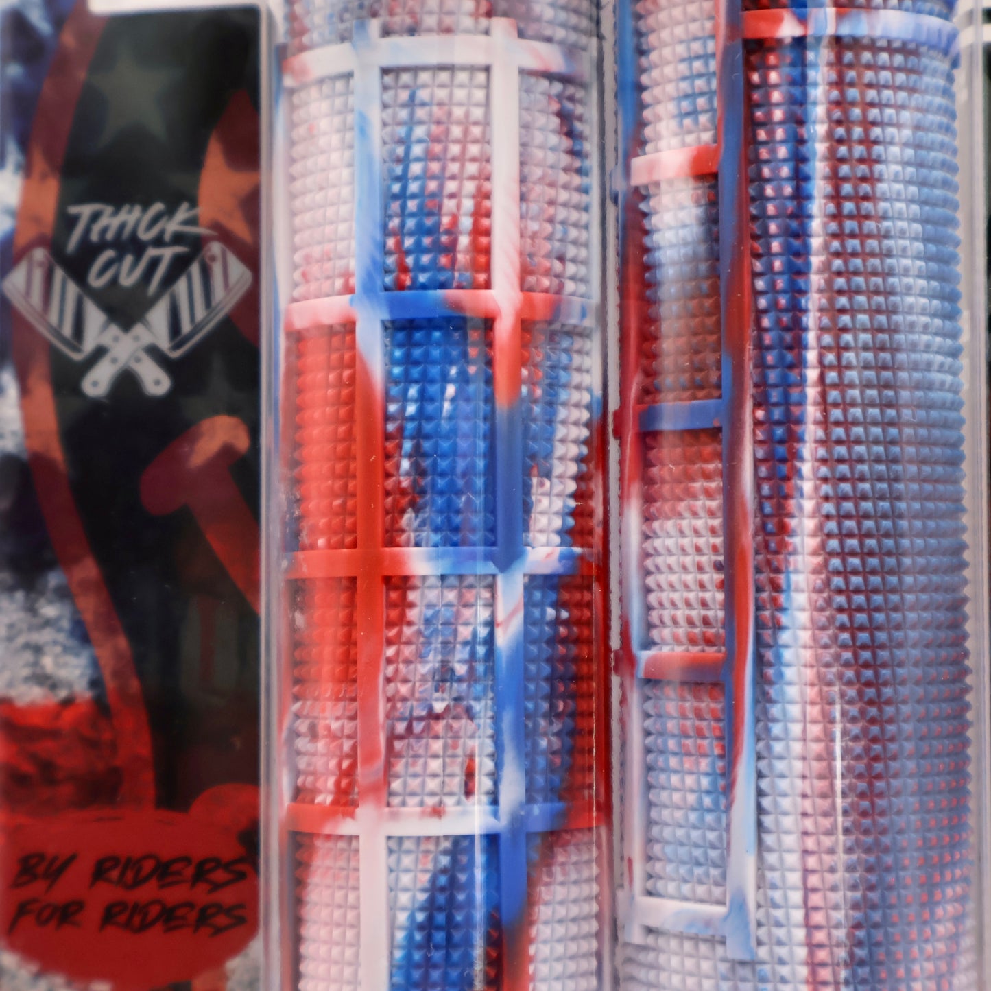 RED WHITE BLUE Captive Half Waffle Grips