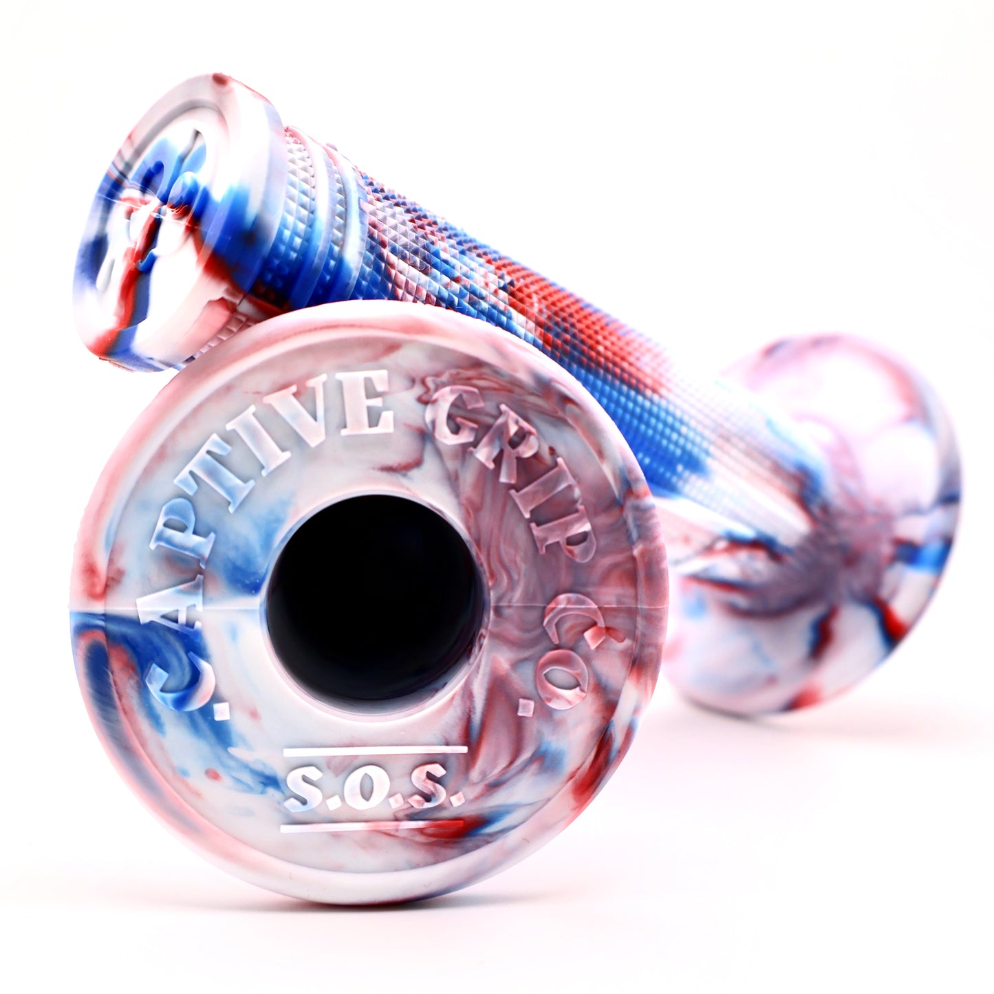 RED WHITE BLUE Captive Half Waffle Grips