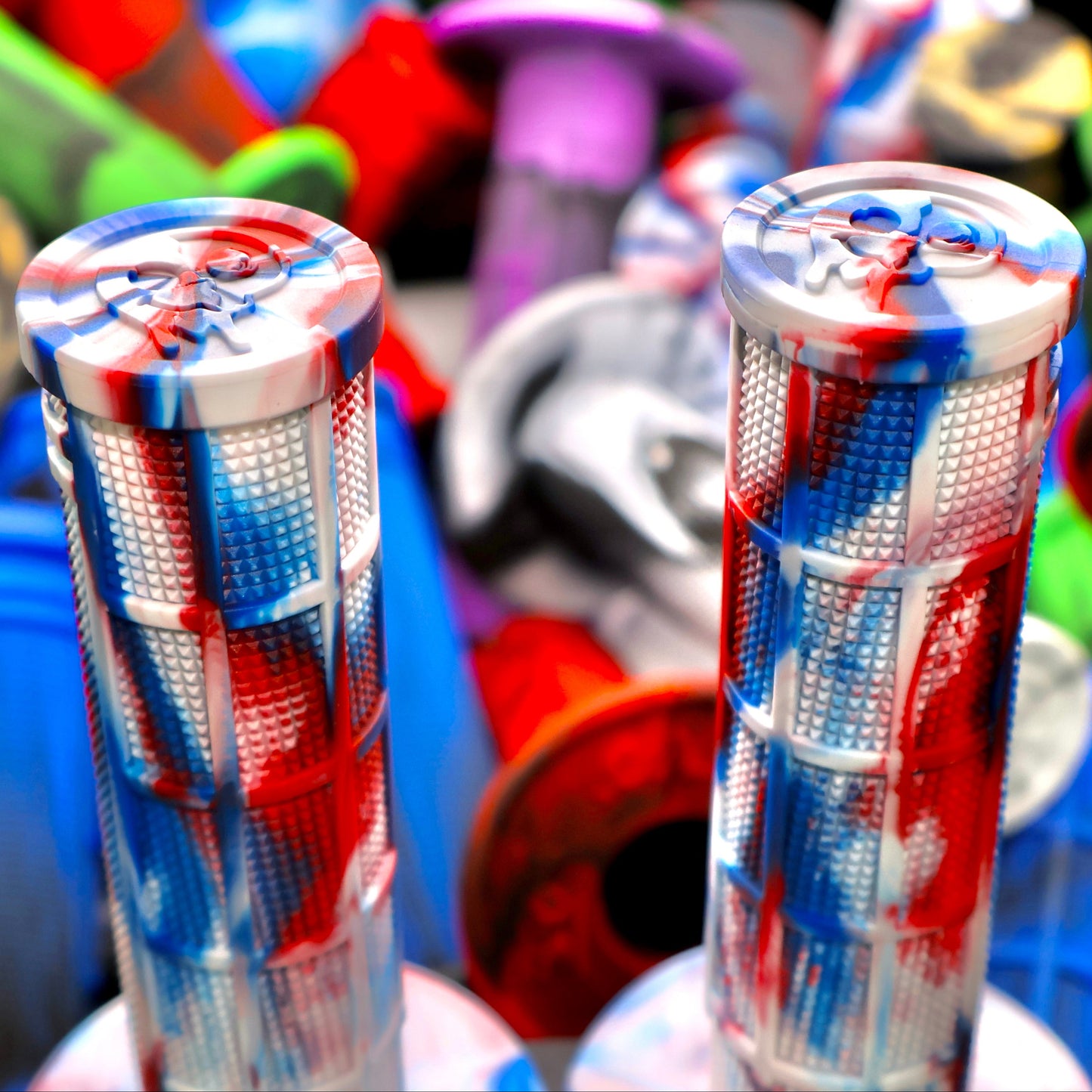 RED WHITE BLUE Captive Half Waffle Grips